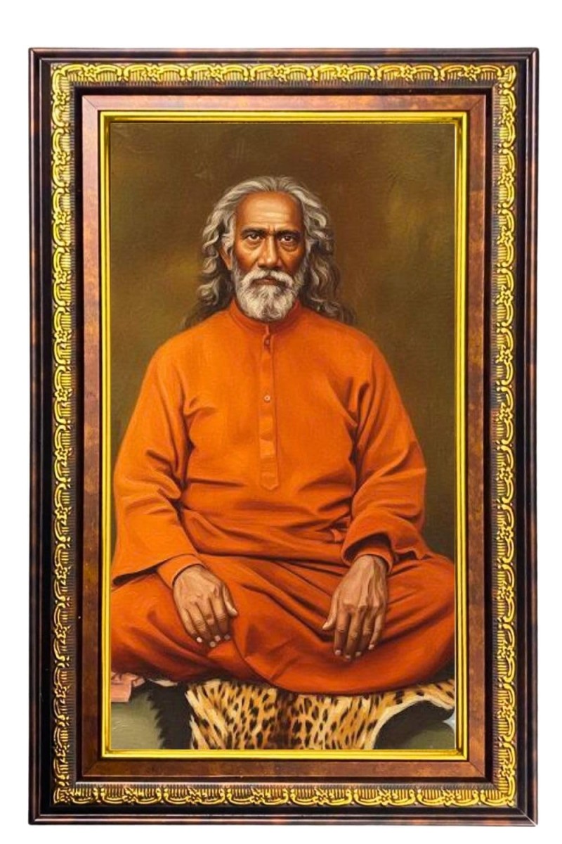 Swami Yukteswar Digital Golden Balck Color Photo Frame | Hindu Religious Wall Decor | 10x16 Inches - Inspirational Wall Art For Office, Home Decor - Ideal Spiritual Gift (F16953)