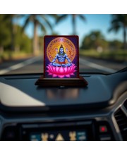 Car Desk/Table Top Lord Shiva Wooden Photo Stand 3x4 Inches, Compact & Stylish Spiritual Display For Car, Home & Office (Pack Of 1) (F14148)