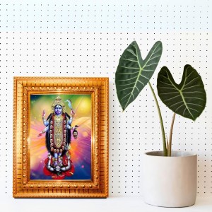 Maa Kaali Golden Designer Photo Frame | 10x14 Inch Religious Wall Hanging Frame For Home & Office Decoration | Hindu Deity Spiritual Gift Item