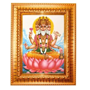 TrimurtiVishnu Golden Designer Photo Frame | 10x14 Inch Religious Wall Hanging Frame For Home, Office Decoration and Spiritual Gift Item