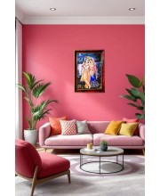 Radha Krishna Photo Frame For Wall & Table | 7x9 Inch Golden Cherry Finish | Decorative Radha Krishna Photo Frame For Home, Office & Pooja Room (F11821)