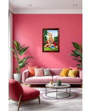 Swami Narayan Photo Frame For Wall & Table | 7x9 Inch Golden Cherry Finish | Decorative Swami Narayan Photo Frame For Home, Office & Pooja Room (F11421)