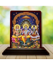 Car Desk/Table Top Lord Vishnu Wooden Photo Stand 3x4 Inches, Compact & Stylish Spiritual Display For Car, Home & Office (Pack Of 1) (F15138)