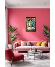 Peaceful Buddha Photo Frame For Wall & Table | 7x9 Inch Golden Cherry Finish | Decorative Peaceful Buddha Photo Frame For Home, Office & Pooja Room (F11420)