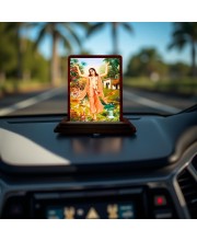 Car Desk/Table Top Lord Krishna Wooden Photo Stand 3x4 Inches, Compact & Stylish Spiritual Display For Car, Home & Office (Pack Of 1) (F14651)