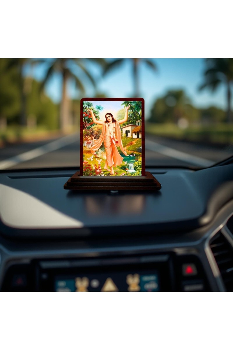 Car Desk/Table Top Lord Krishna Wooden Photo Stand 3x4 Inches, Compact & Stylish Spiritual Display For Car, Home & Office (Pack Of 1) (F14651)