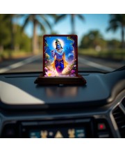 Car Desk/Table Top Lord Krishna Wooden Photo Stand 3x4 Inches, Compact & Stylish Spiritual Display For Car, Home & Office (Pack Of 1) (F14291)
