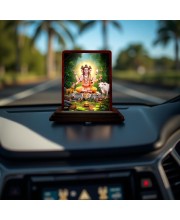 Car Desk/Table Top Lord Dattatreya Wooden Photo Stand 3x4 Inches, Compact & Stylish Spiritual Display For Car, Home & Office (Pack Of 1) (F14337)