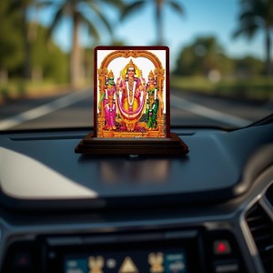 Car Desk/Table Top Lord Murugan Wooden Photo Stand 3x4 Inches, Compact & Stylish Spiritual Display For Car, Home & Office (Pack Of 1) (F14279)