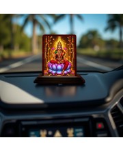 Car Desk/Table Top Goddess Lakshmi Wooden Photo Stand 3x4 Inches, Compact & Stylish Spiritual Display For Car, Home & Office (Pack Of 1) (F14167)