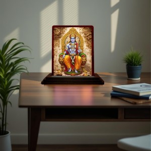 Car Desk/Table Top Lord Ram Wooden Photo Stand 3x4 Inches, Compact & Stylish Spiritual Display For Car, Home & Office (Pack Of 1) (F15178)
