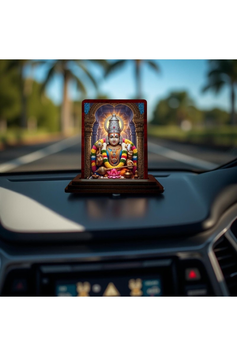 Car Desk/Table Top Sri Venkateshwara Swamy Wooden Photo Stand 3x4 Inches, Compact & Stylish Spiritual Display For Car, Home & Office (Pack Of 1) (F14238)