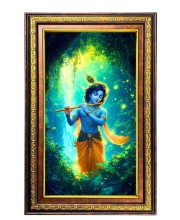 Lord Krishna Digital Golden Balck Color Photo Frame | Hindu Religious Wall Decor | 10x16 Inches - Inspirational Wall Art For Office, Home Decor - Ideal Spiritual Gift (F16687)