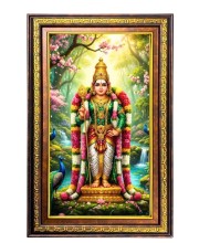 Subramanya Swamy Digital Golden Balck Color Photo Frame | Hindu Religious Wall Decor | 10x16 Inches - Inspirational Wall Art For Office, Home Decor - Ideal Spiritual Gift (F16497)