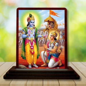 Car Desk/Table Top Lord Ram Wooden Photo Stand 3x4 Inches, Compact & Stylish Spiritual Display For Car, Home & Office (Pack Of 1) (F15147)