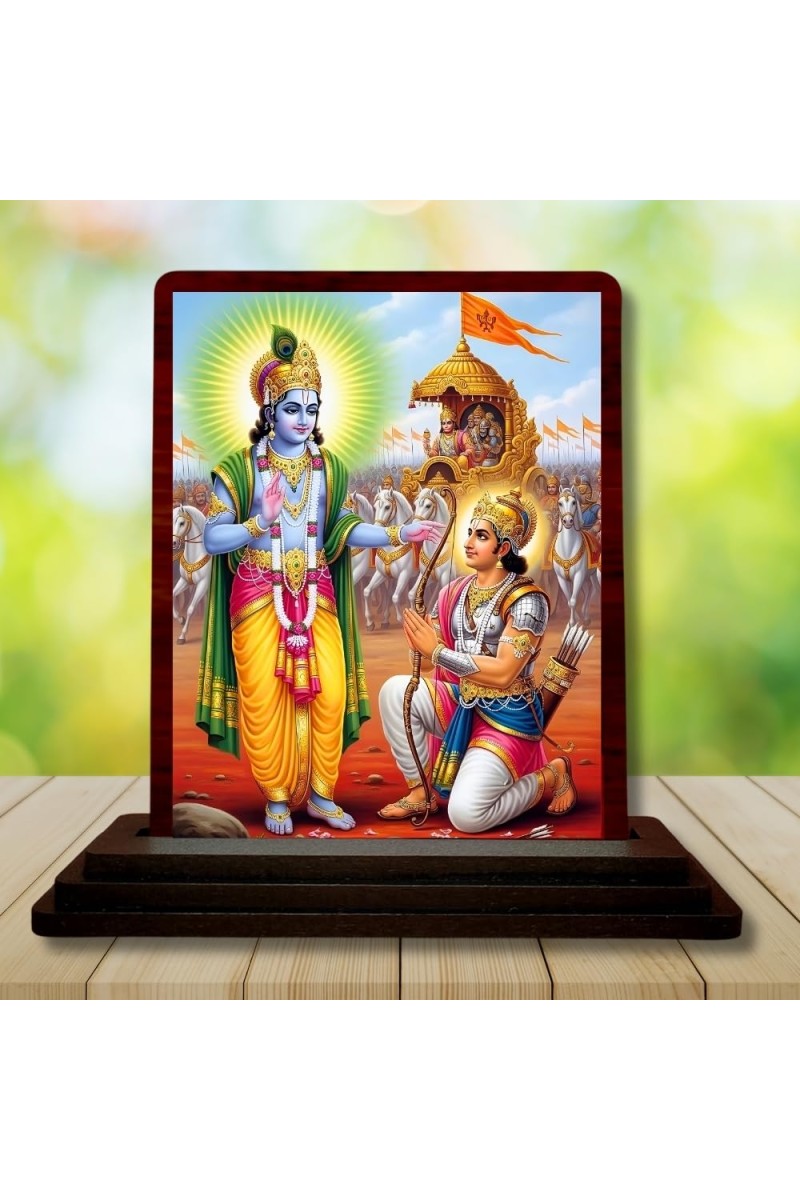 Car Desk/Table Top Lord Ram Wooden Photo Stand 3x4 Inches, Compact & Stylish Spiritual Display For Car, Home & Office (Pack Of 1) (F15147)
