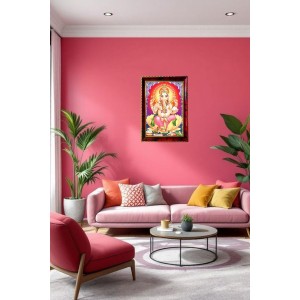 Lord Ganapathi Photo Frame For Wall & Table | 7x9 Inch Golden Cherry Finish | Decorative Lord Ganapathi Photo Frame For Home, Office & Pooja Room (F11822)