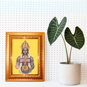 Lord Dhanvantari Golden Designer Photo Frame | 10x14 Inch Religious Wall Hanging Frame For Home & Office Decoration | Hindu Deity Spiritual Gift Item