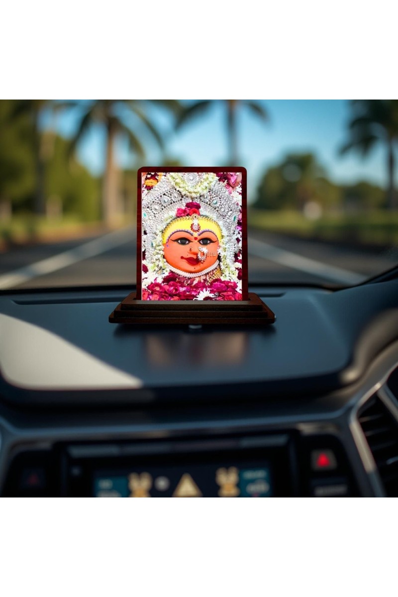 Car Desk/Table Top Harsiddhi_Maa Wooden Photo Stand 3x4 Inches, Compact & Stylish Spiritual Display For Car, Home & Office (Pack Of 1) (F14446)