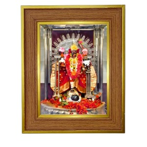 Kali Mata Bhavatarini Photo Frame 10x14 Inches-Brown Wooden Frame For Home, Office & Temple Decoration And Gifting (F6411)