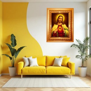 Jesus Christ Golden Designer Photo Frame | 16x20 Inch Religious Wall Hanging Frame For Home & Office Decoration | Hindu Deity Spiritual Gift Item Jesus Christ Golden Designer Photo Frame | 16x20 Inch Religious Wall Hanging Frame For Home & Office Decoration | Hindu Deity Spiritual Gift Item