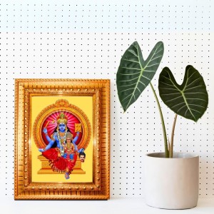 Maa Kaali Golden Designer Photo Frame | 16x20 Inch Religious Wall Hanging Frame For Home & Office Decoration | Hindu Deity Spiritual Gift Item