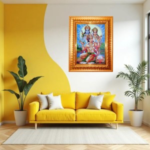 Lord Ram Hanuman Golden Designer Photo Frame | 14x18 Inch Religious Wall Hanging Frame For Home & Office Decoration | Hindu Deity Spiritual Gift Item Lord Ram Hanuman Golden Designer Photo Frame | 14x18 Inch Religious Wall Hanging Frame For Home & Office Decoration | Hindu Deity Spiritual Gift Item