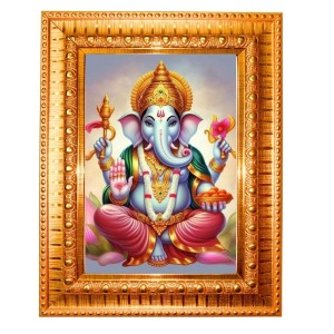 Lord Ganesha Golden Designer Photo Frame | 10x14 Inch Religious Wall Hanging Frame For Home & Office Decoration | Hindu Deity Spiritual Gift Item Lord Ganesha Golden Designer Photo Frame | 10x14 Inch Religious Wall Hanging Frame For Home & Office Decoration | Hindu Deity Spiritual Gift Item