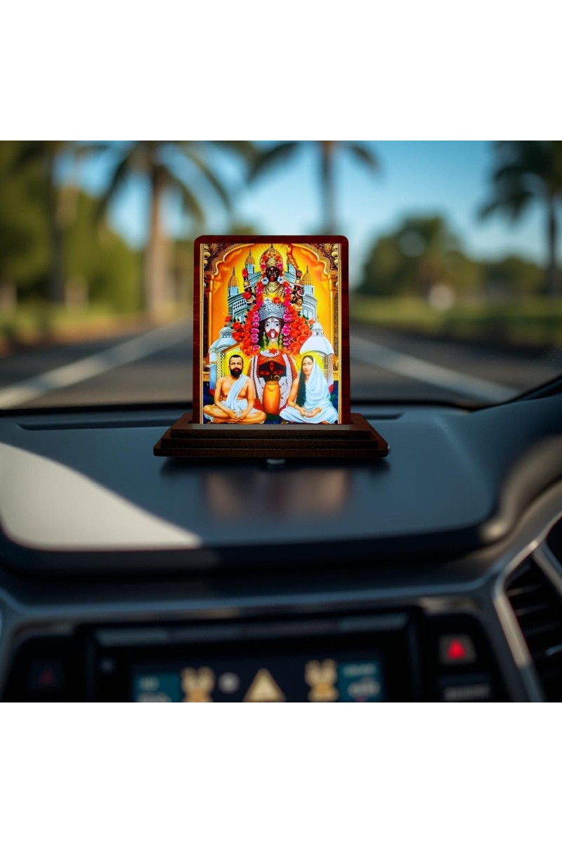 Car Desk/Table Top Goddess Maa Kali Wooden Photo Stand 3x4 Inches, Compact & Stylish Spiritual Display For Car, Home & Office (Pack Of 1) (F14177)