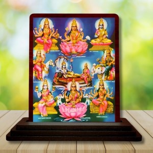 Car Desk/Table Top Lord Vishnu Maa Laxmi Wooden Photo Stand 3x4 Inches, Compact & Stylish Spiritual Display For Car, Home & Office (Pack Of 1) (F15176)
