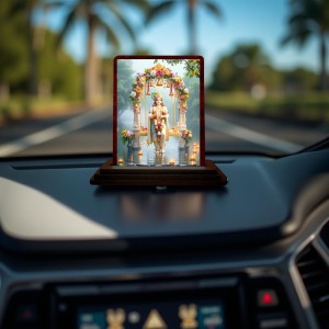 Car Desk/Table Top Lord Krishna Wooden Photo Stand 3x4 Inches, Compact & Stylish Spiritual Display For Car, Home & Office (Pack Of 1) (F14370) Car Desk/Table Top Lord Krishna Wooden Photo Stand 3x4 Inches, Compact & Stylish Spiritual Display For Car, Home & Office (Pack Of 1) (F14370)