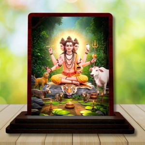 Car Desk/Table Top Lord Dattatreya Wooden Photo Stand 3x4 Inches, Compact & Stylish Spiritual Display For Car, Home & Office (Pack Of 1) (F14337) Car Desk/Table Top Lord Dattatreya Wooden Photo Stand 3x4 Inches, Compact & Stylish Spiritual Display For Car, Home & Office (Pack Of 1) (F14337)
