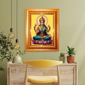 Lord Vishnu Golden Designer Photo Frame | 18x22 Inch Religious Wall Hanging Frame For Home, Office Decoration and Spiritual Gift Item (M6)