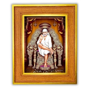 Shirdi Sai Baba Photo Frame 10x14 Inches-Brown Wooden Frame For Home, Office & Temple Decoration And Gifting (F6471) Shirdi Sai Baba Photo Frame 10x14 Inches-Brown Wooden Frame For Home, Office & Temple Decoration And Gifting (F6471)