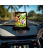 Car Desk/Table Top Lord Krishna Wooden Photo Stand 3x4 Inches, Compact & Stylish Spiritual Display For Car, Home & Office (Pack Of 1) (F14271)