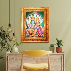 Lord Vishnu Goddess Lakshmi Golden Designer Photo Frame | 10x14 Inch Religious Wall Hanging Frame For Home & Office Decoration | Hindu Deity Lord Vishnu Goddess Lakshmi Spiritual Gift Item Lord Vishnu Goddess Lakshmi Golden Designer Photo Frame | 10x14 Inch Religious Wall Hanging Frame For Home & Office Decoration | Hindu Deity Lord Vishnu Goddess Lakshmi Spiritual Gift Item