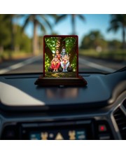 Car Desk/Table Top Lord Shiva Parvathi Wooden Photo Stand 3x4 Inches, Compact & Stylish Spiritual Display For Car, Home & Office (Pack Of 1) (F14368)