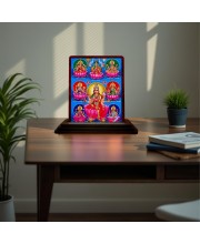 Car Desk/Table Top Maa Laxmi Wooden Photo Stand 3x4 Inches, Compact & Stylish Spiritual Display For Car, Home & Office (Pack Of 1) (F15072)