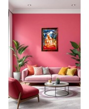 Sri Srila Prabhupada Photo Frame For Wall & Table | 7x9 Inch Golden Cherry Finish | Decorative Sri Srila Prabhupada Photo Frame For Home, Office & Pooja Room (F11537)