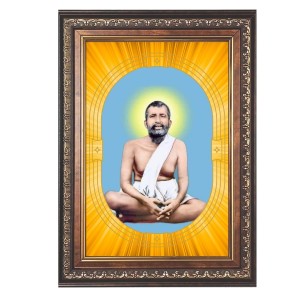 Sri Ramkrishna Spiritual Guru Digital Photo In Designer Frame, Size 14x18 Inch | Hindu Religious Picture For Home Temple, Office & Gift | Wall Art & Pooja Decor (F10473)