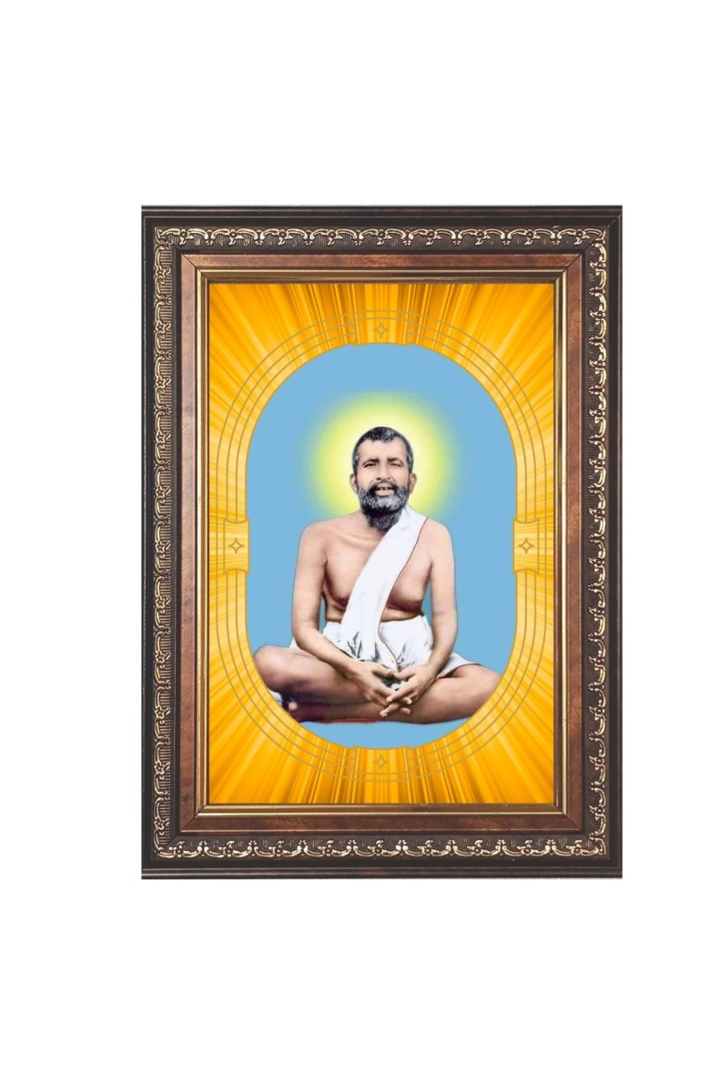 Sri Ramkrishna Spiritual Guru Digital Photo In Designer Frame, Size 14x18 Inch | Hindu Religious Picture For Home Temple, Office & Gift | Wall Art & Pooja Decor (F10473)