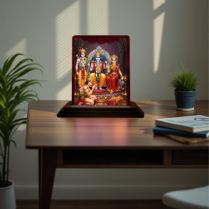 Car Desk/Table Top Lord Rama Darbar Wooden Photo Stand 3x4 Inches, Compact & Stylish Spiritual Display For Car, Home & Office (Pack Of 1) (F14294) Car Desk/Table Top Lord Rama Darbar Wooden Photo Stand 3x4 Inches, Compact & Stylish Spiritual Display For Car, Home & Office (Pack Of 1) (F14294)