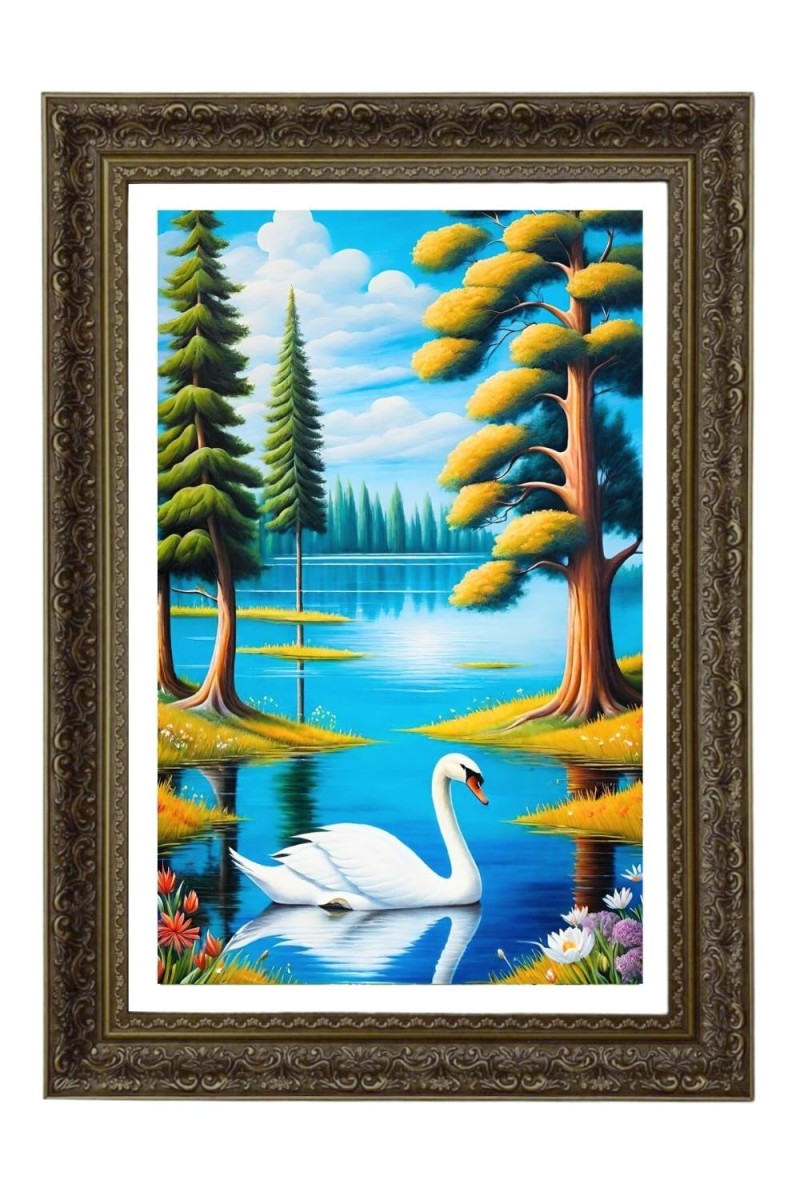 Swan Big Photo Frame - 20x28 Inches For Home,Temple & Office Decoration (F11037)