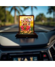 Car Desk/Table Top Goddess Lakshmi Wooden Photo Stand 3x4 Inches, Compact & Stylish Spiritual Display For Car, Home & Office (Pack Of 1) (F14556)