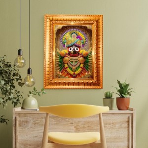 Lord Jagannath Golden Designer Photo Frame | 10x14 Inch Religious Wall Hanging Frame For Home & Office Decoration | Hindu Deity Lord Jagannath Spiritual Gift Item Lord Jagannath Golden Designer Photo Frame | 10x14 Inch Religious Wall Hanging Frame For Home & Office Decoration | Hindu Deity Lord Jagannath Spiritual Gift Item