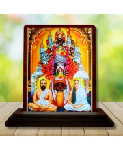 Car Desk/Table Top Kali Maa With Sri Ramakrishna Paramahamsa And Maa Sarada Devi Wooden Photo Stand 3x4 Inches, Compact & Stylish Spiritual Display For Car, Home & Office (Pack Of 1) (F15095)