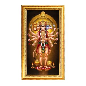 Panchamukhi Hanuman Digital Golden Color Photo Frame | Hindu Religious Wall Decor | 8x15 Inches - Inspirational Wall Art For Office, Home Decor - Ideal Spiritual Gift (F10320) Panchamukhi Hanuman Digital Golden Color Photo Frame | Hindu Religious Wall Decor | 8x15 Inches - Inspirational Wall Art For Office, Home Decor - Ideal Spiritual Gift (F10320)