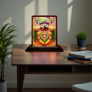 Car Desk/Table Top Lord Jagannath Wooden Photo Stand 3x4 Inches, Compact & Stylish Spiritual Display For Car, Home & Office (Pack Of 1) (F14588) Car Desk/Table Top Lord Jagannath Wooden Photo Stand 3x4 Inches, Compact & Stylish Spiritual Display For Car, Home & Office (Pack Of 1) (F14588)