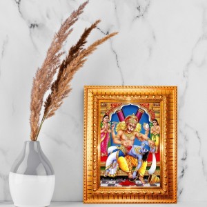 Lord Narashimha Golden Designer Photo Frame | 12x16 Inch Religious Wall Hanging Frame For Home & Office Decoration | Hindu Deity Spiritual Gift Item Lord Narashimha Golden Designer Photo Frame | 12x16 Inch Religious Wall Hanging Frame For Home & Office Decoration | Hindu Deity Spiritual Gift Item