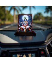Car Desk/Table Top Lord Krishna Wooden Photo Stand 3x4 Inches, Compact & Stylish Spiritual Display For Car, Home & Office (Pack Of 1) (F14214)